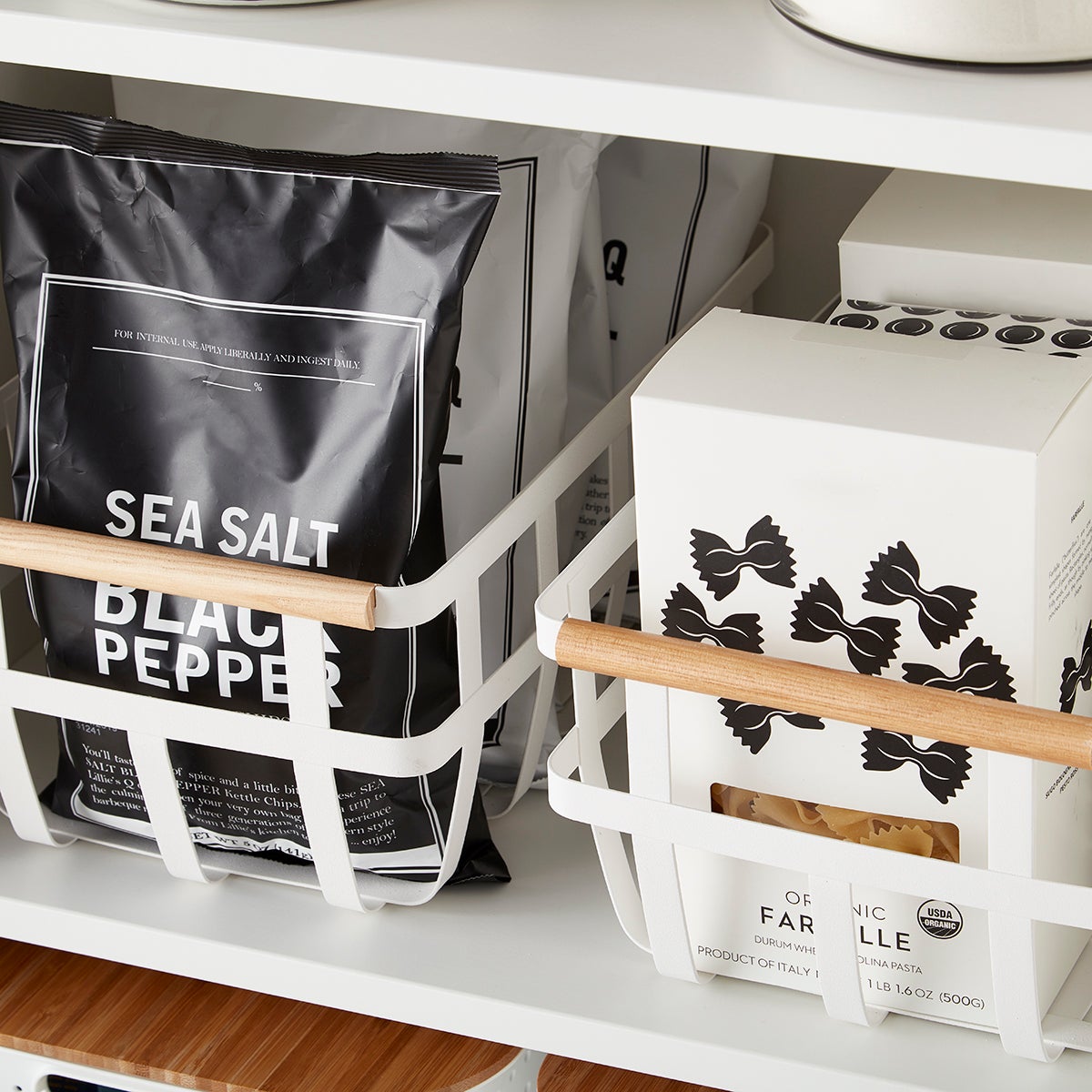 Yamazaki Tosca Baskets with Wooden Handles The Container Store